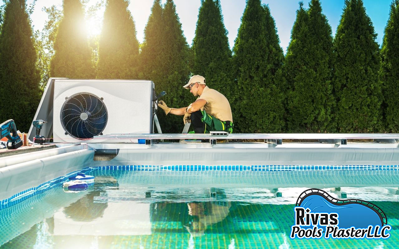 Energy-efficient variable speed pool pump installed near a backyard pool